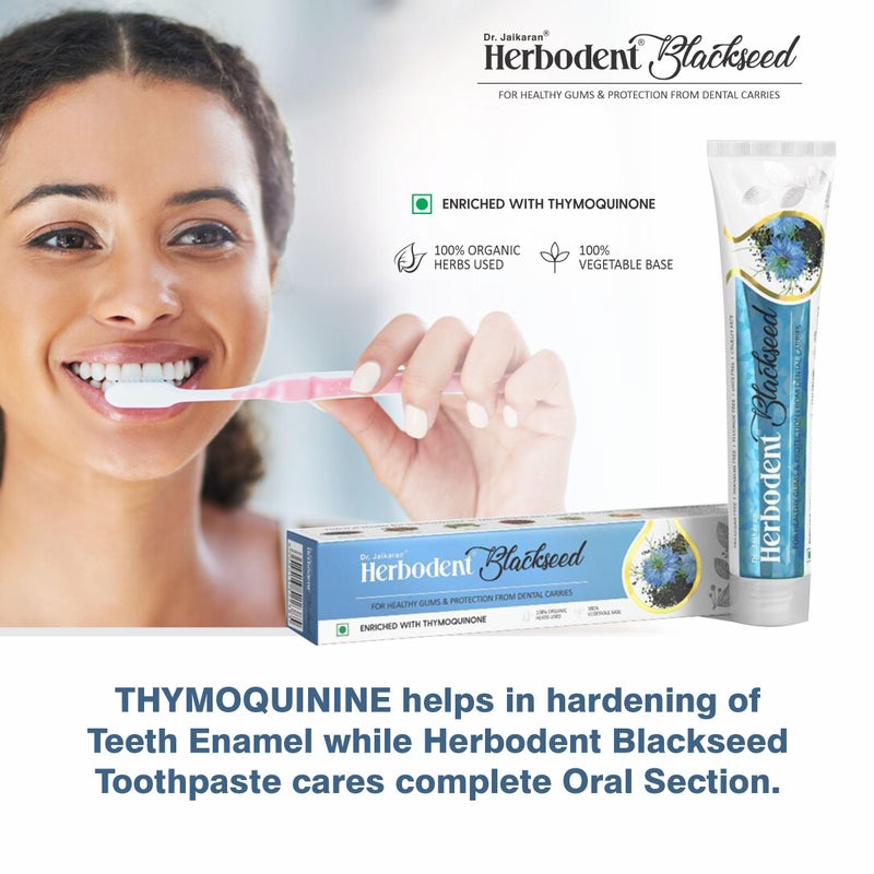 Herbodent® Blackseed Toothpaste - 185g Pack of 1 | with Natural Particles | THYMOQUINONE Improves Micro-Hardness Level of Enamel | Sensitivity & Cavities Protection | 7 Organic Herbs (Natural Mint) - Image 5