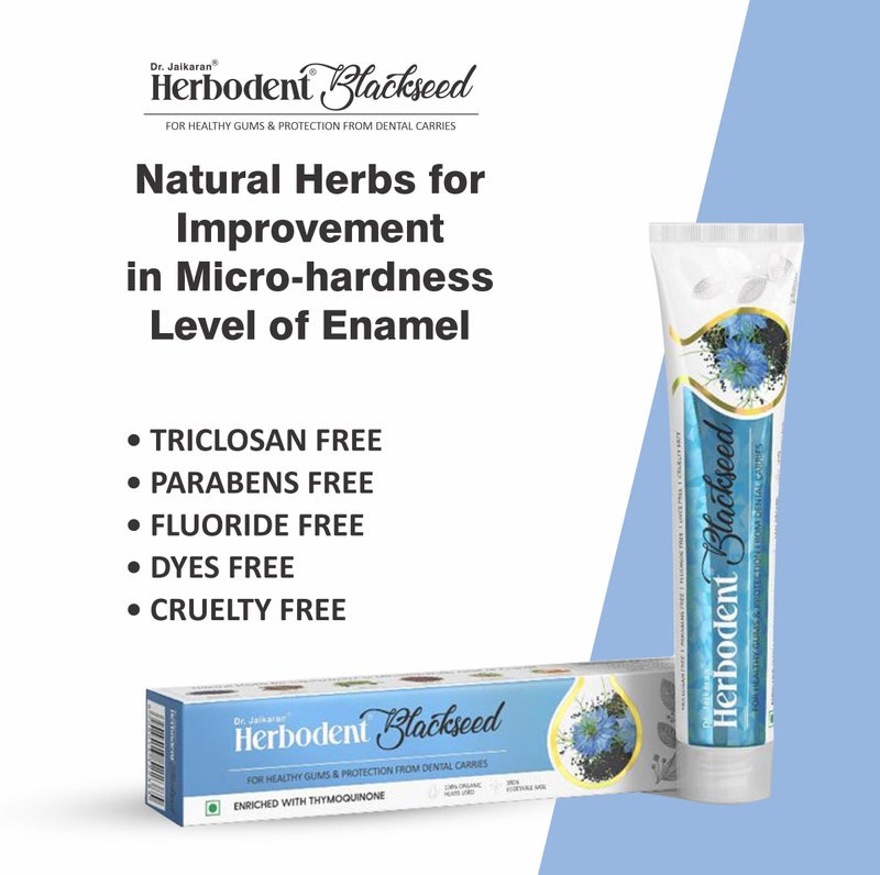 Herbodent® Blackseed Toothpaste - 185g Pack of 1 | with Natural Particles | THYMOQUINONE Improves Micro-Hardness Level of Enamel | Sensitivity & Cavities Protection | 7 Organic Herbs (Natural Mint) - Image 2
