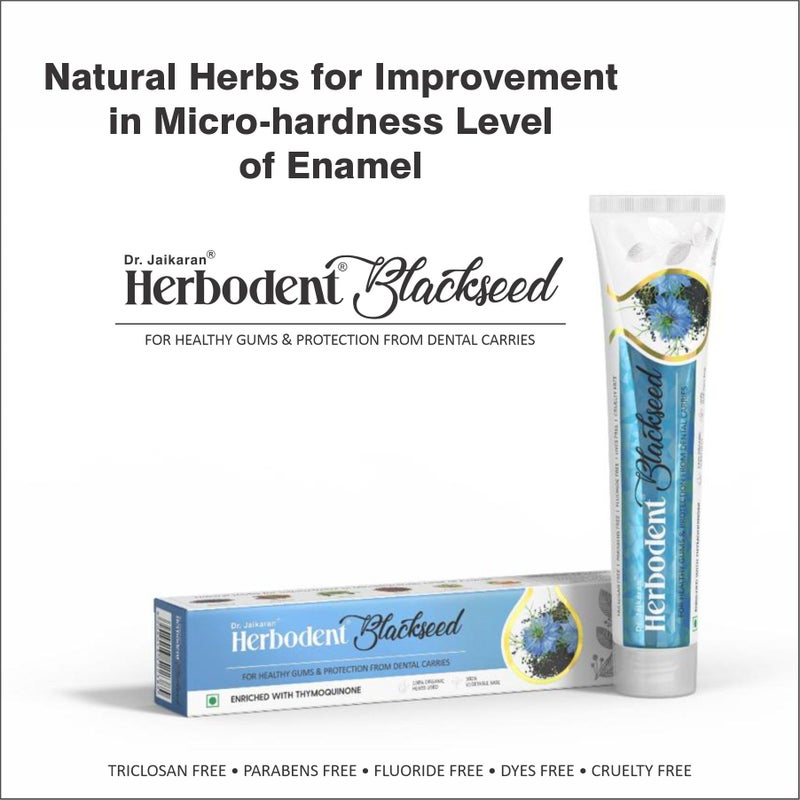 Herbodent® Blackseed Toothpaste - 185g Pack of 1 | with Natural Particles | THYMOQUINONE Improves Micro-Hardness Level of Enamel | Sensitivity & Cavities Protection | 7 Organic Herbs (Natural Mint) - Image 4