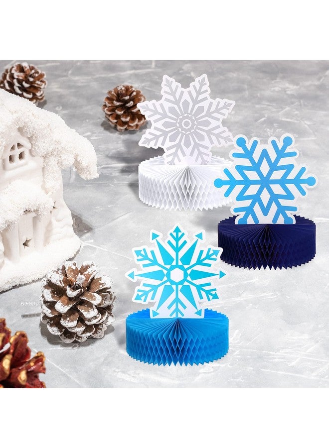 Chinco 12 Pieces Snowflake Frozen Birthday Party Supplies Snowflake Honeycomb Centerpieces Snowflake Birthday Party Decoration Winter Theme Birthday Party Supplies Frozen Table Decorations - Image 5