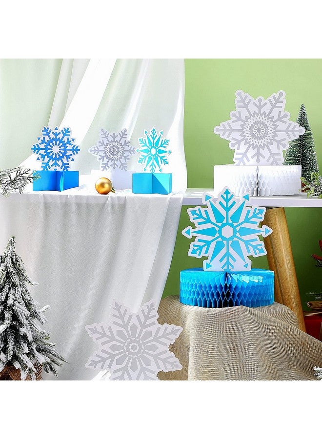 Chinco 12 Pieces Snowflake Frozen Birthday Party Supplies Snowflake Honeycomb Centerpieces Snowflake Birthday Party Decoration Winter Theme Birthday Party Supplies Frozen Table Decorations - Image 4