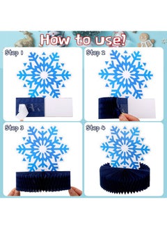 Chinco 12 Pieces Snowflake Frozen Birthday Party Supplies Snowflake Honeycomb Centerpieces Snowflake Birthday Party Decoration Winter Theme Birthday Party Supplies Frozen Table Decorations  - Image 3