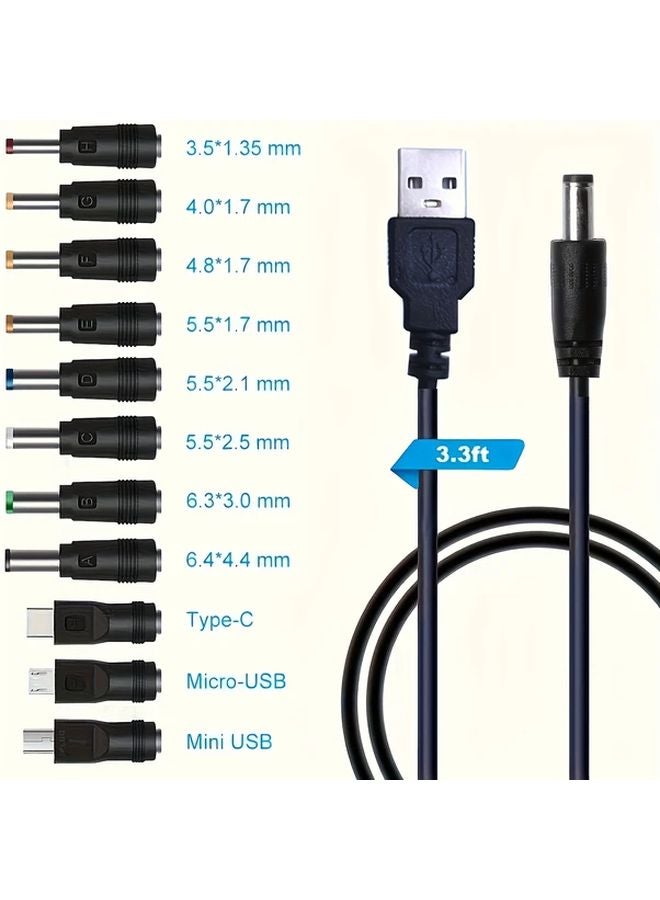 Black 11 in 1 Multifunctional USB Charging Cable Set with 11 Interchangeable Connectors - Image 1