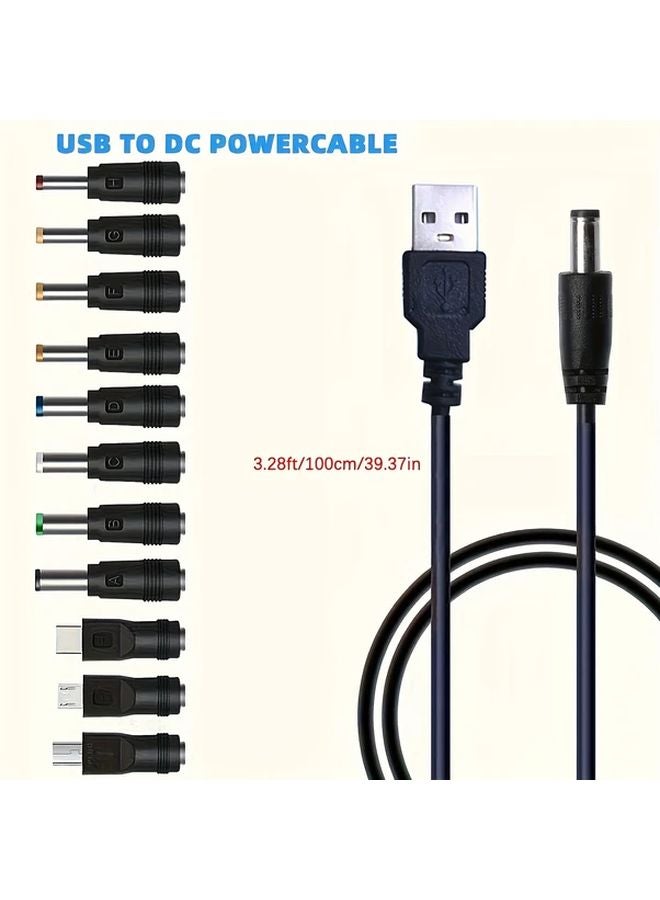 Black 11 in 1 Multifunctional USB Charging Cable Set with 11 Interchangeable Connectors - Image 2