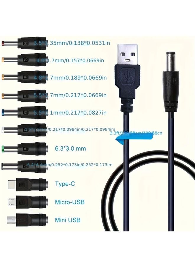 Black 11 in 1 Multifunctional USB Charging Cable Set with 11 Interchangeable Connectors - Image 3