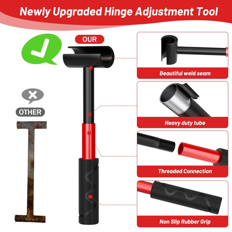LIFFEE 4-in-1 Door Hinge Adjustment Tool, Hinge Gap Adjusting Wrench, Door Repair Kit for Residential and Commercial, Heavy Hinges Wrench Bender Set with Rubber Grip, Cabinet Alignment Fits 14mm-25mm Hings - Image 3