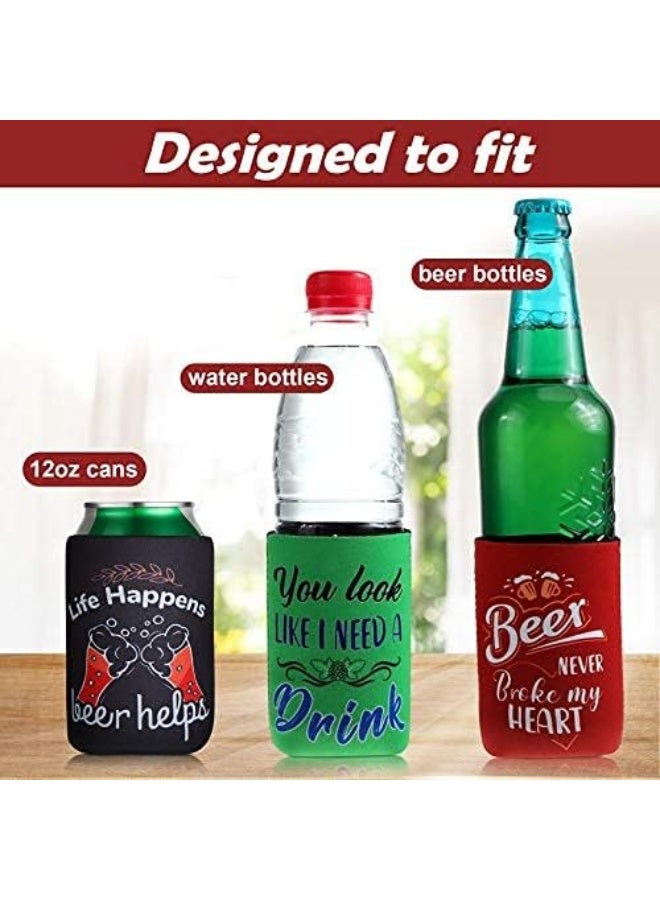 Patelai 8 Pieces Beer Can Sleeves Beer Can Coolers Funny Quotes Neoprene Drink Cooler Sleeves for Cans and Bottles - Image 3