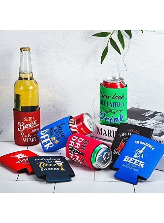 Patelai 8 Pieces Beer Can Sleeves Beer Can Coolers Funny Quotes Neoprene Drink Cooler Sleeves for Cans and Bottles - Image 2