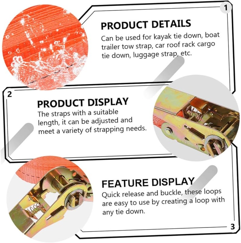 Heavy Duty Ratchet Tie Down Strap 2 Inch x 27 Ft for Cargo Trailer Boat Kayak - Image 5