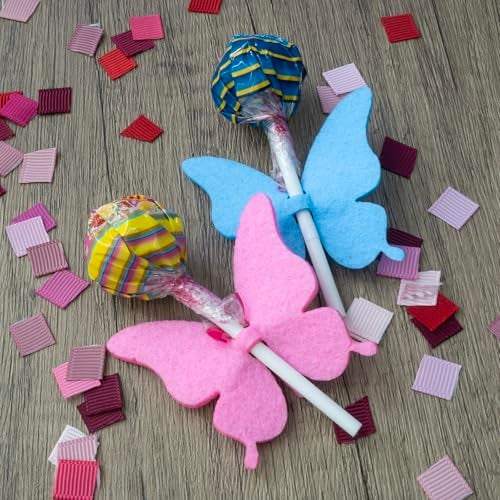 Summer-Ray.com Summer-Ray 100pcs Colorful Felt Butterfly Lollipop Tag/Candy Holder for Parties - Image 4