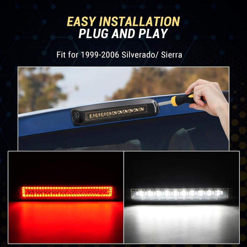 BORDAN Third Brake Light LED Fit for 1999-2007 Chevy Silverado GMC Sierra 1500 2500 3500 HD Classic, Red Cargo Lamp Rear 3rd Brake Lights Accessories High Mount Stop Light - Image 5