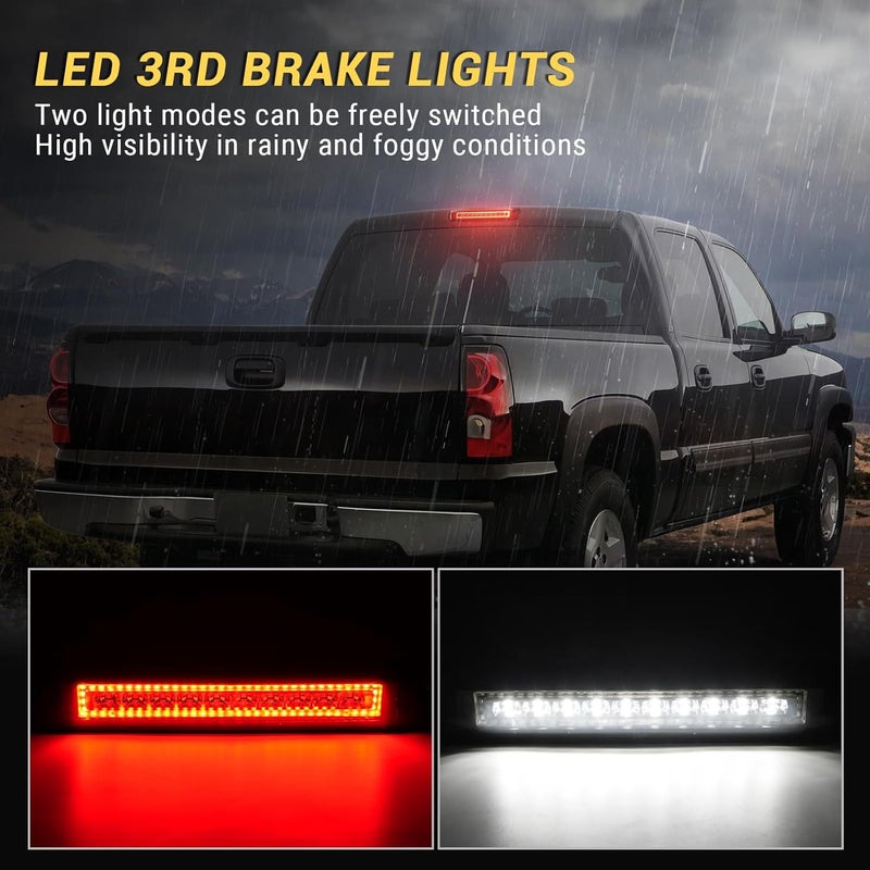 BORDAN Third Brake Light LED Fit for 1999-2007 Chevy Silverado GMC Sierra 1500 2500 3500 HD Classic, Red Cargo Lamp Rear 3rd Brake Lights Accessories High Mount Stop Light - Image 2