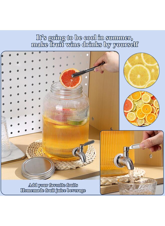 5.5L Glass Beverage Dispenser with Stand, Stainless Steel Leakproof Spigot and Lid, Glass Drink Dispensers for Parties, Water Beverage Dispenser - Image 2