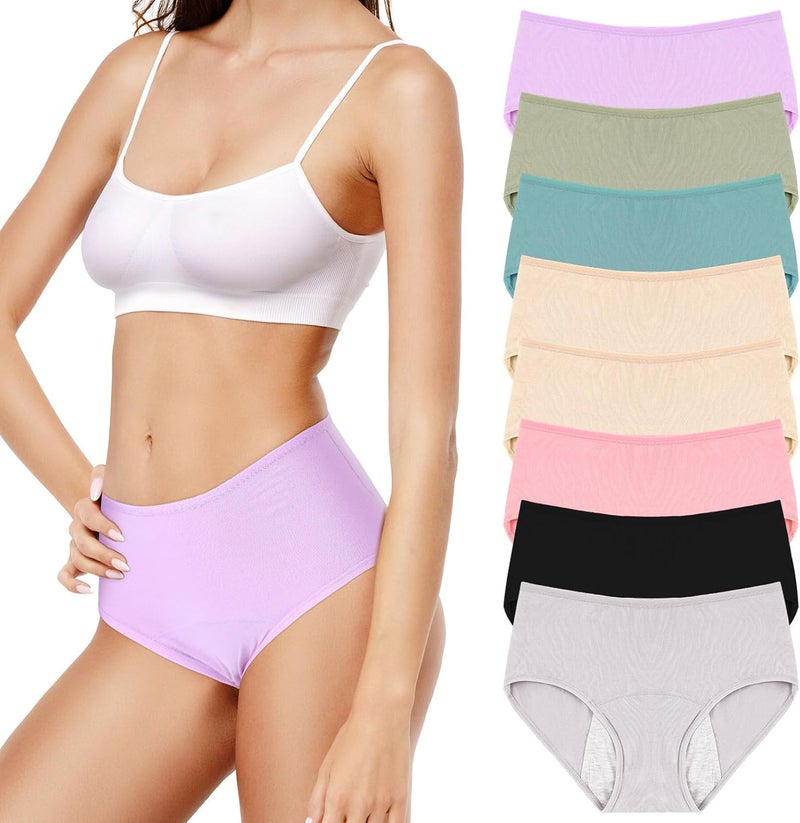 Bunnycool 8 Pcs Leakproof Underwear for Women Leak Proof High Waisted Underwear over 60 for Incontinence Panties for Women M Multicolor - Image 1