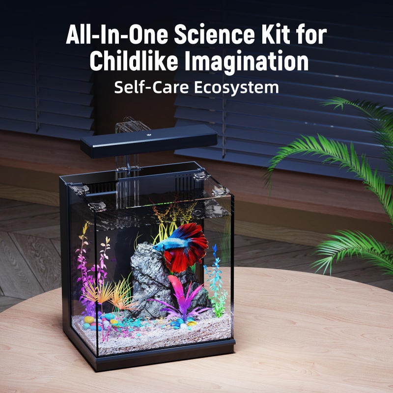 AQUASMITH Betta Fish Tank, 2 Gallon All-in-One Aquarium Kit with Filtration & LED Light, Self-Cleaning Aquarium for Beginners, Kids, Gifts for Menï¼ŒTeen Boys - Image 2