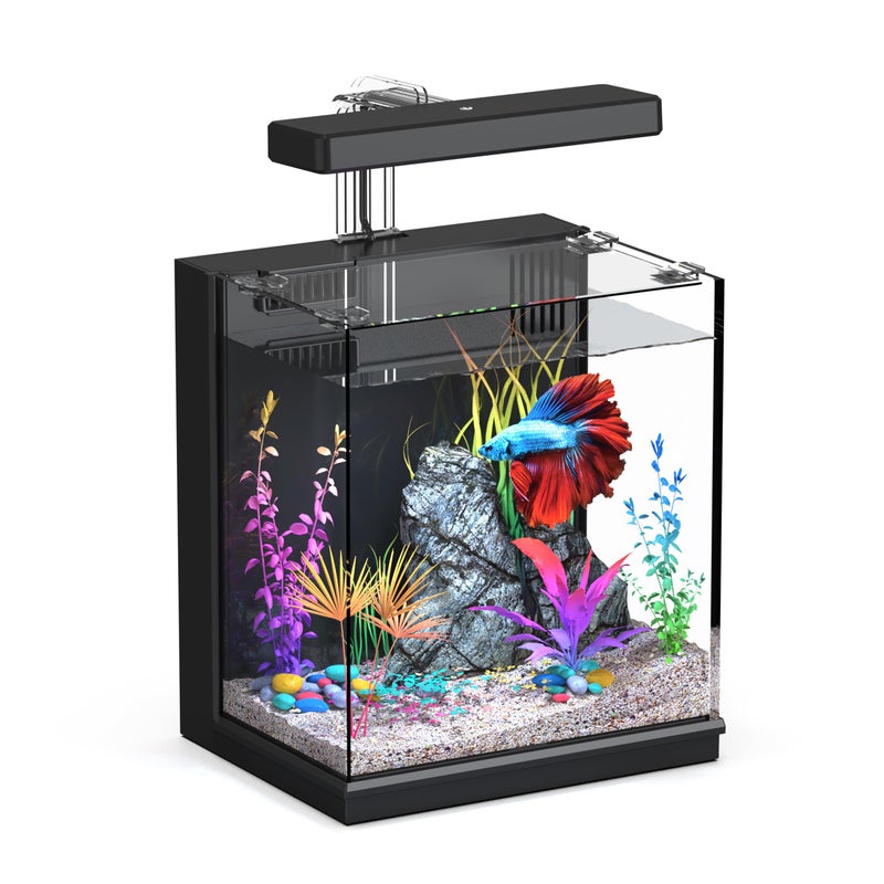AQUASMITH Betta Fish Tank, 2 Gallon All-in-One Aquarium Kit with Filtration & LED Light, Self-Cleaning Aquarium for Beginners, Kids, Gifts for Menï¼ŒTeen Boys - Image 1