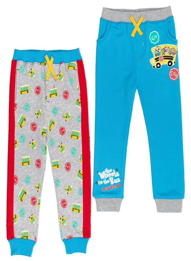 CoComelon JJ Infant Baby Boys Fleece 2 Pack Jogger Pants Blue/Gray 12 Months - Image 1