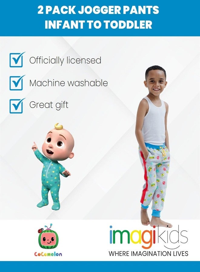CoComelon JJ Infant Baby Boys Fleece 2 Pack Jogger Pants Blue/Gray 12 Months - Image 3