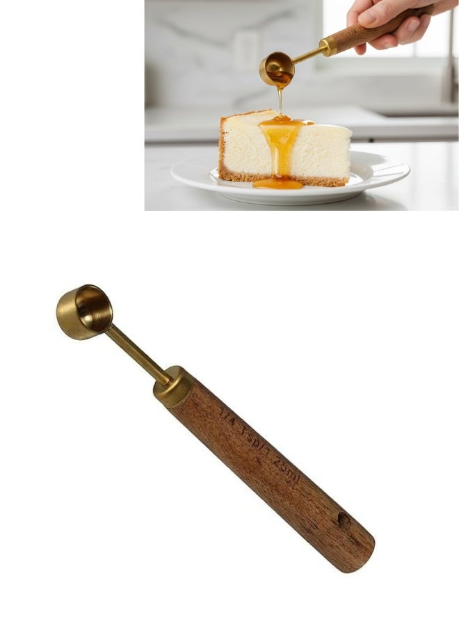 Precision measuring spoon 1/4 tsp/2.5 ml - Copper and stainless steel spoon with wooden handle for spices, sugar, baked goods, and liquids - Premium kitchen measuring tool - Image 1