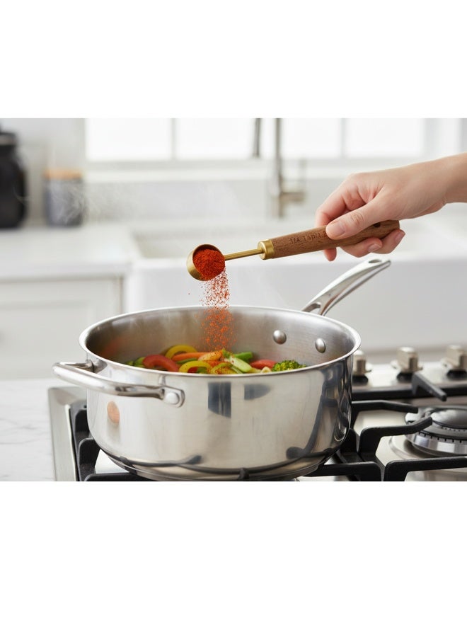 Precision measuring spoon 1/4 tsp/2.5 ml - Copper and stainless steel spoon with wooden handle for spices, sugar, baked goods, and liquids - Premium kitchen measuring tool - Image 4