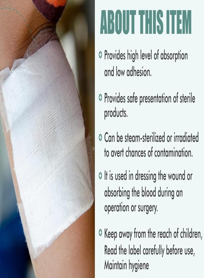 Agarwals Absorbent Gauze Swabs Sterile 7.5 cm X 7.5 cm X 12 ply (5Pcs/Pack) (Pack of 20 i.e. 100 Dressings) - Image 5