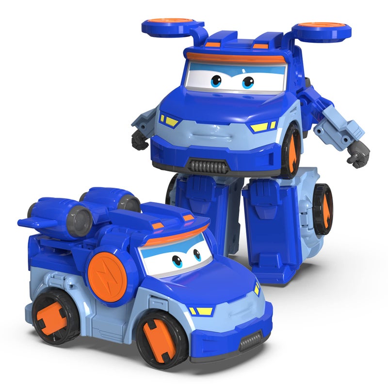 SUPER WINGS Super Wings 5 Inch Transformer Toys Leo Action Figure, Transforming Airplane to Robot, Season 5 New Character, Fun Toy Plane for 3 4 5 Years Old Boys Girls, Preschool Birthday Gift for Kids, Blue  - Image 1
