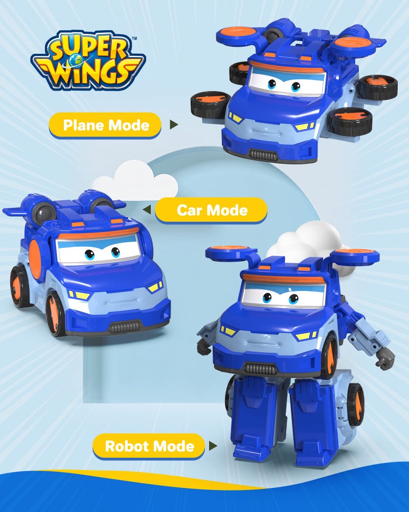 SUPER WINGS Super Wings 5 Inch Transformer Toys Leo Action Figure, Transforming Airplane to Robot, Season 5 New Character, Fun Toy Plane for 3 4 5 Years Old Boys Girls, Preschool Birthday Gift for Kids, Blue  - Image 2