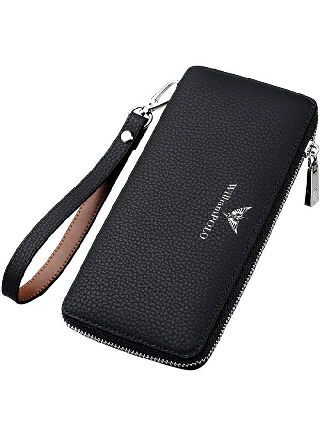 ويليامبولو WilliamPolo محفظة الرجال نقل طويل فيلم جلد البقر محفظة جلد نقي متعددة البطاقات متعددة الاستخدامات محفظة جلد المقابض - Image 2