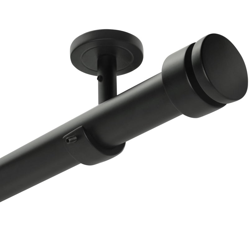 A Key Tech Ceiling Curtain Rod 48-84, Adjustable Ceiling Mounted Curtain Rod, Ceiling Rods for Curtains with three Heavy Duty Modern Design Brackets included, Cortinero De Techo, Matte Black 1 inch - Image 1