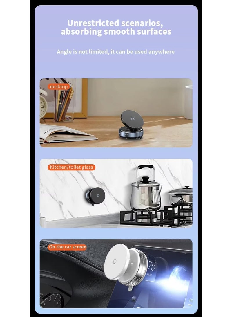 Earss Vacuum Suction Magnetic Phone Holder for Car – Wireless Stand with Strong Suction Cup Base, 360° Rotation, Universal Magnetic Car Mount for Smartphones – Black - Image 5