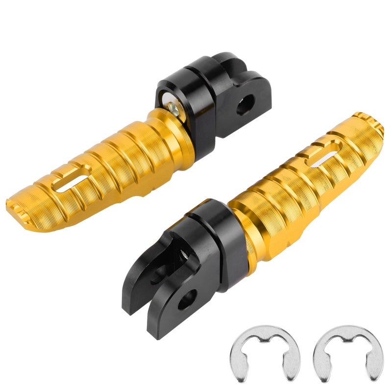 Motorcycle Front Footrests for Yamaha MT-03 MT-07 MT-09 MT-25 R3 XJ6 - Anodized Gold Aluminium Alloy Foot Peg Mounts - Durable Fade Rust Resistant Front Foot Peg for Reliable Replacement - Image 1