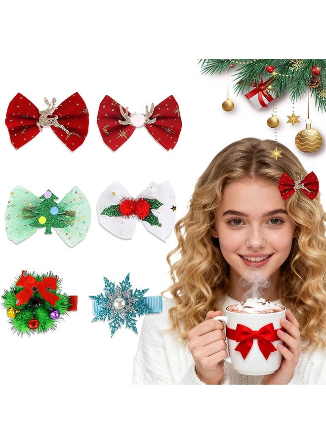ليمون ٦ قطع من مشابك شعر عيد الميلاد للنساء، إكسسوارات شعر عيد الميلاد، فيونكة شجرة عيد الميلاد، إكليل رنة، مشبك شعر على شكل ندفة ثلج، فيونكات شعر لعيد الميلاد، دبابيس شعر، مشابك شعر للعطلات، هدايا حفلات رأس السنة الميلادية - Image 1
