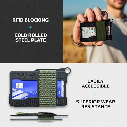Trayvax Armored Summit Wallet, RFID Front Pocket Metal Credit Card Holder with Money Clip, Slim Minimalist Wallet for Men and Women, OD Green - Image 4