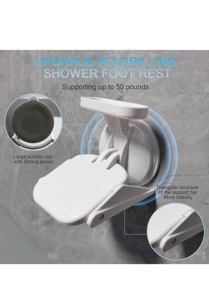 Shower Foot Rest, No Drilling is Needed Non-Slip Bathroom Pedal with Powerful Suction Cup Shaving Leg Aid, Stand for Inside - Image 2