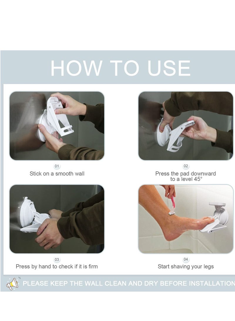 Shower Foot Rest, No Drilling is Needed Non-Slip Bathroom Pedal with Powerful Suction Cup Shaving Leg Aid, Stand for Inside - Image 3