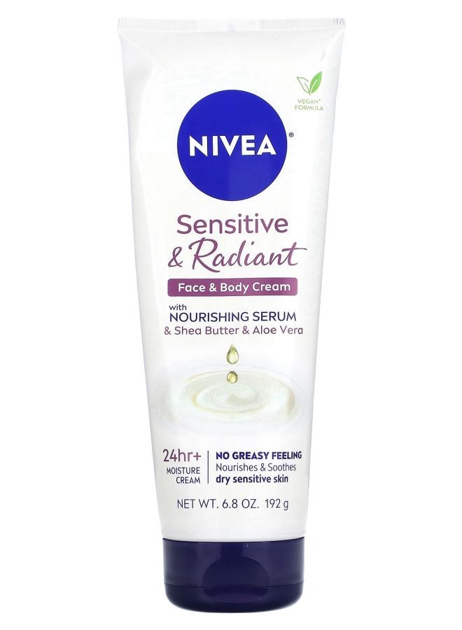 Nivea Sensitive & Radiance Face & Body Cream with Nourishing Serum 6.8 oz (192 g)