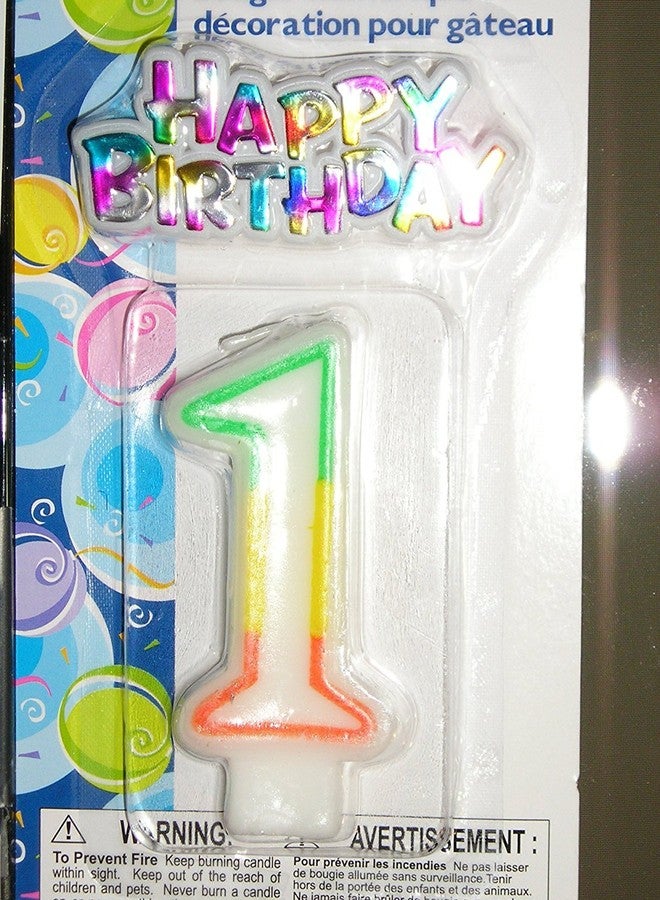 Greenbrier Birthday Candle Number "One" with Plastic Cake Decor "Happy Birthday" - Image 1
