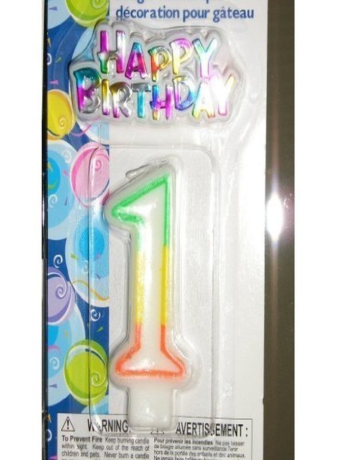 Greenbrier Birthday Candle Number "One" with Plastic Cake Decor "Happy Birthday" - Image 2