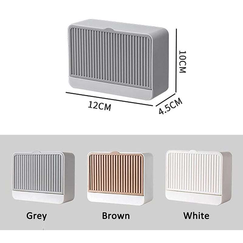 Woffely [Pack of 2] Premium Plastic Creative Wall Mounted Double Bar Bathroom Soap Box Holder Soap Dish with Drainage Box Soap Box with Lid Single/Double Grid Soap Draining Rack (Multicolor) - Image 3