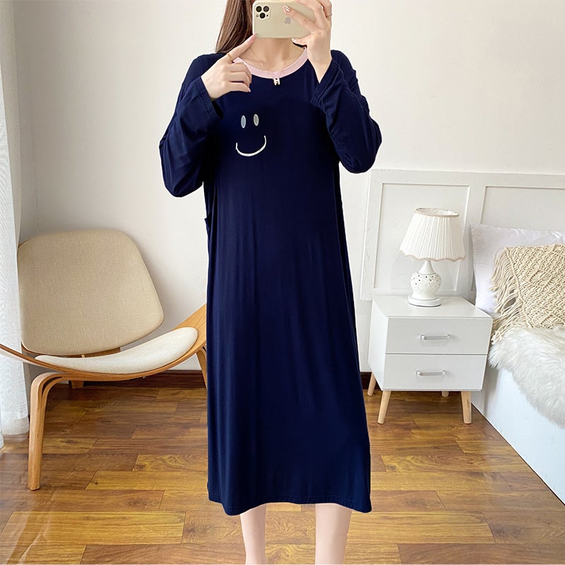 Maternity Nursing Dress Modal Spring Summer Dark gray  - Image 2