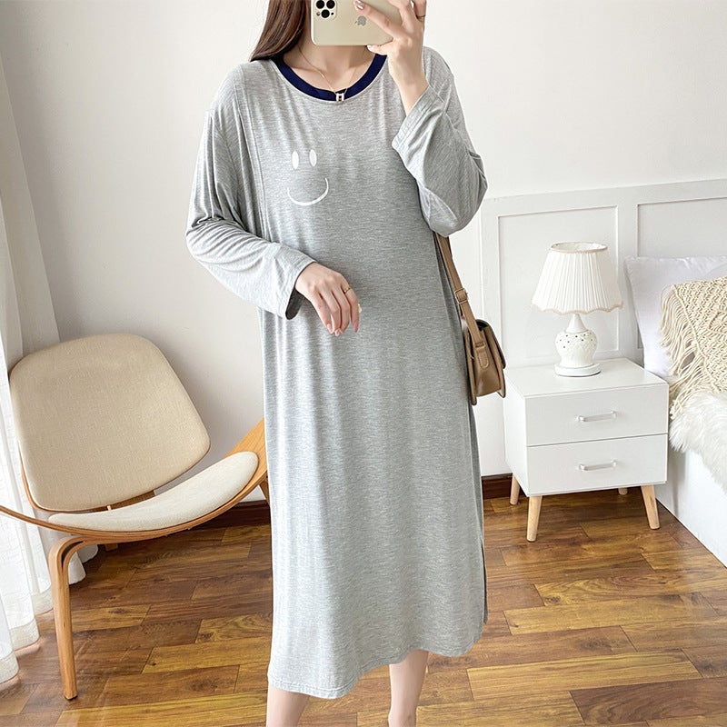 Maternity Nursing Dress Modal Spring Summer Dark gray  - Image 4