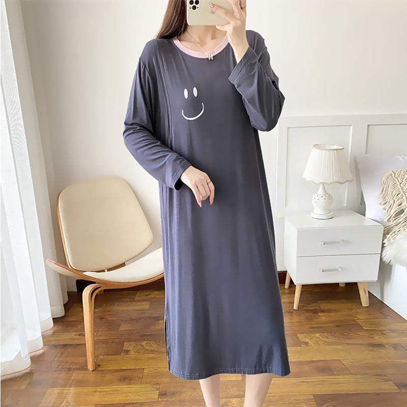 Maternity Nursing Dress Modal Spring Summer Dark gray  - Image 1