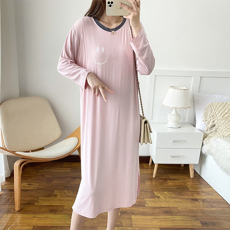 Maternity Nursing Dress Modal Spring Summer Dark gray  - Image 3