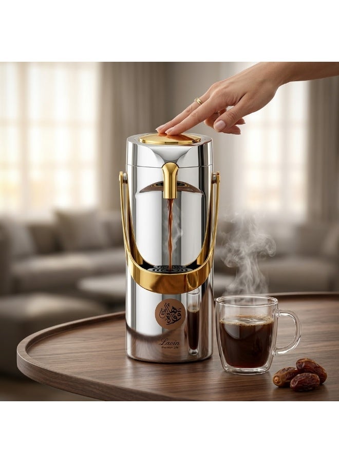 Lavin vaccum flask 1.9L/Airpot Glass inner Thermos/Long heat retention/Hot&Cold/HB - Image 1