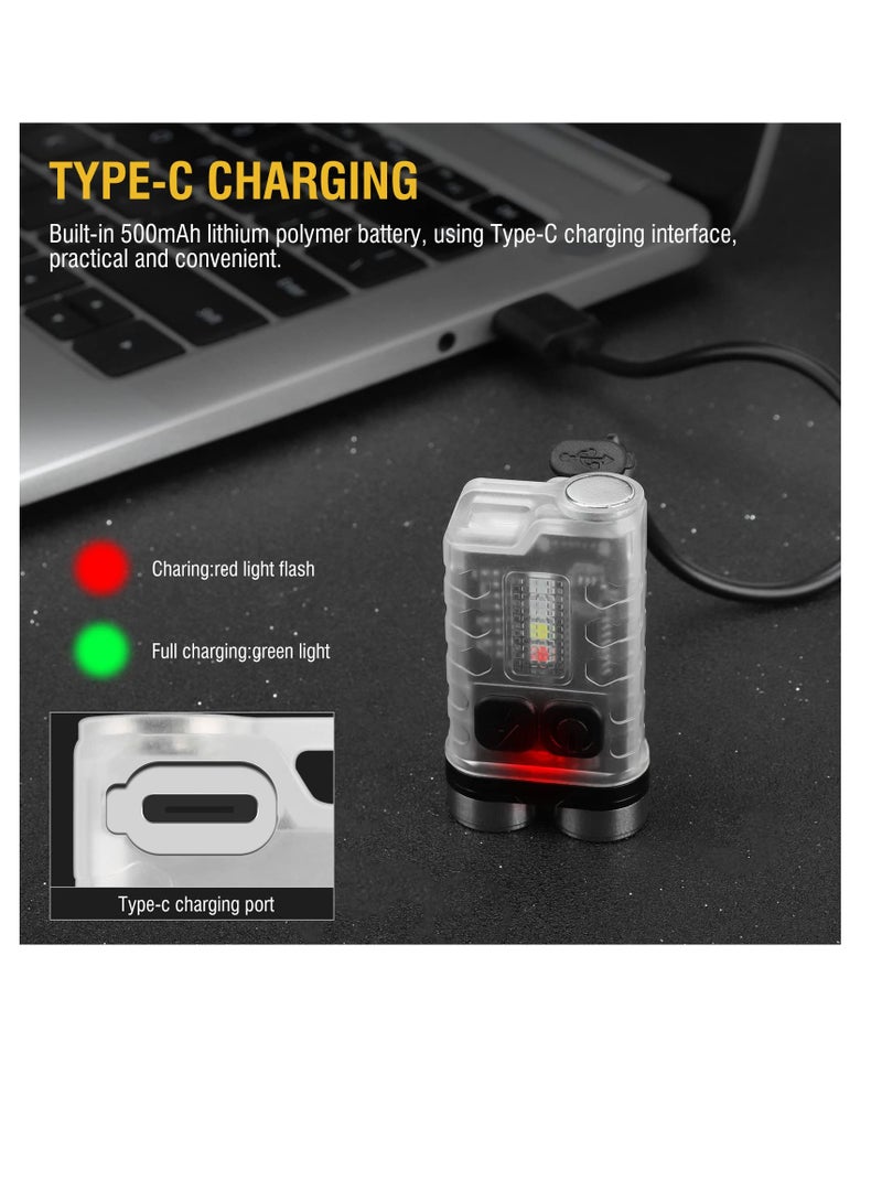 V3 Mini Powerful Keychain Flashlights with Red UV Blue Light,High Lumens 900LM USB-C Rechargeable Small Pocket EDC LED Flash Light-12 Modes,IP65 Waterproof,Tail Magnet - Image 4