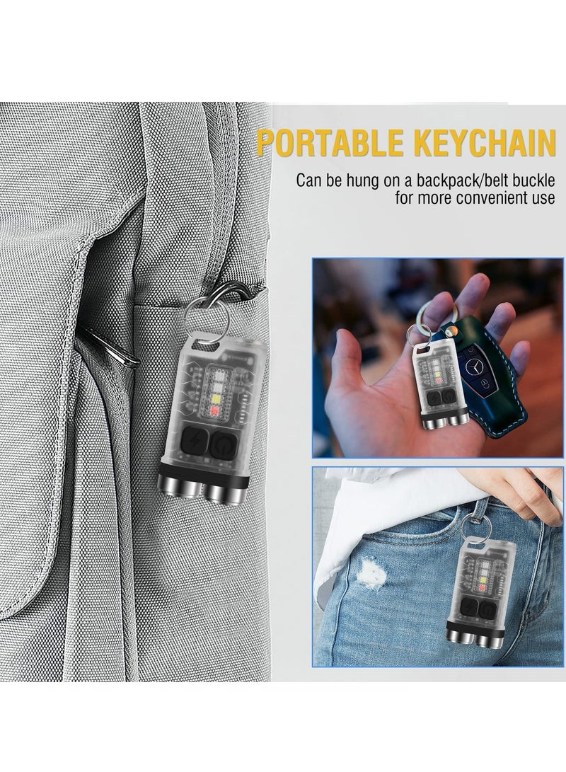 V3 Mini Powerful Keychain Flashlights with Red UV Blue Light,High Lumens 900LM USB-C Rechargeable Small Pocket EDC LED Flash Light-12 Modes,IP65 Waterproof,Tail Magnet - Image 3