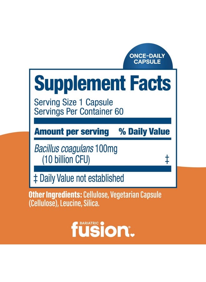 Bariatric Fusion Probiotic Capsule | Easy to Swallow Bariatric Vitamin | 10 Billion CFU | Bacillus Coagulans | Support Digestive & Immune Health | 60 Count - Image 5