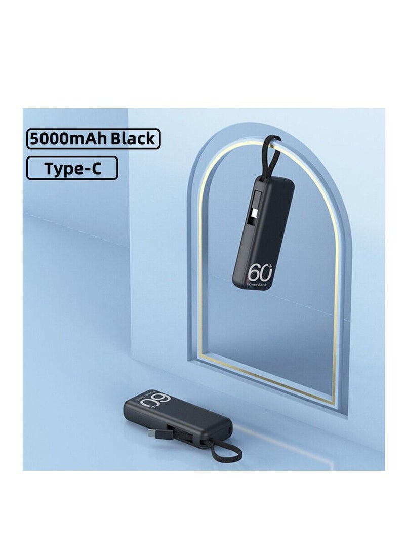 5000mah mini power bank for android  xiaomi samsung Portable emergency charging external battery charger built-in Type c cables - Image 5