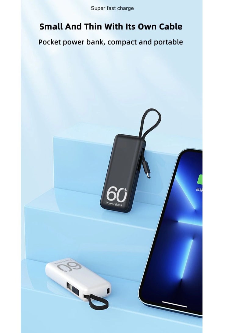 5000mah mini power bank for android  xiaomi samsung Portable emergency charging external battery charger built-in Type c cables - Image 4