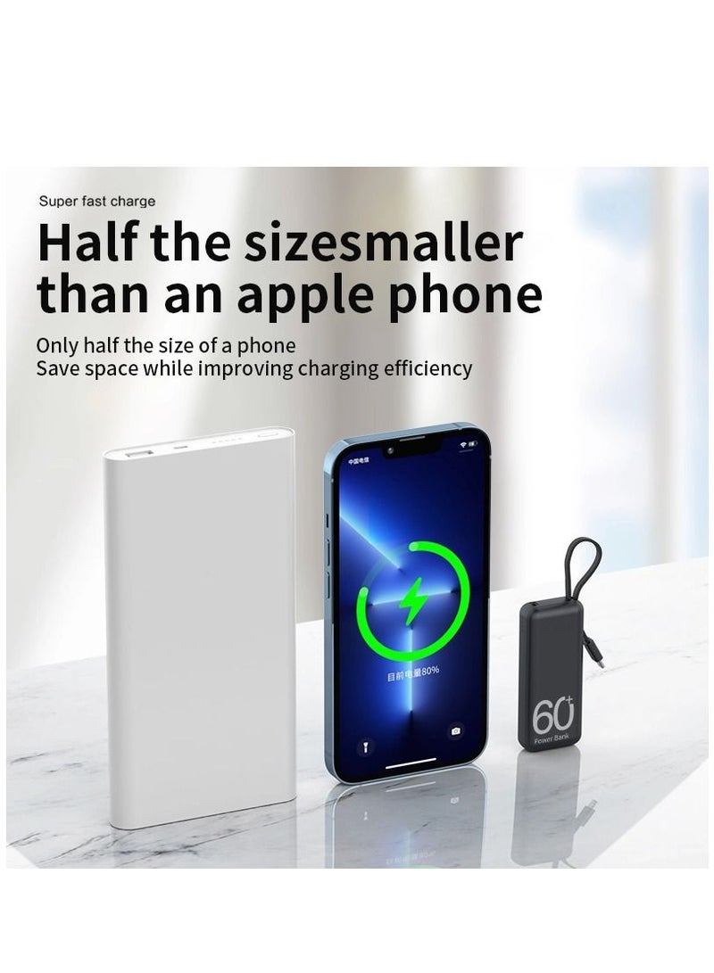 5000mah mini power bank for android  xiaomi samsung Portable emergency charging external battery charger built-in Type c cables - Image 2